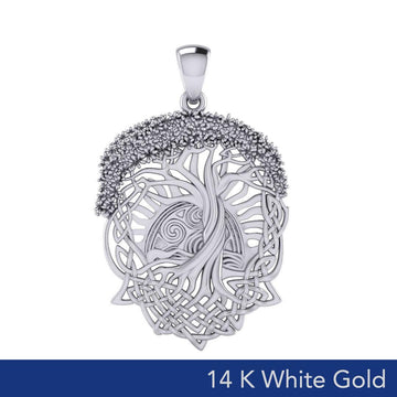 Admiration towards the Tree of Life creation ~ 14K White Gold Jewelry Pendant WPD974 - Jewelry